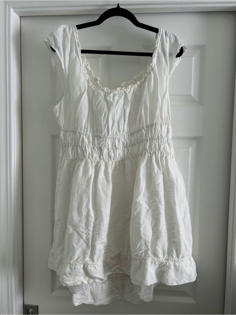 Anthro Anthropologie White Sleeveless Frilly Girly Summer Dress 1X Boho Cute